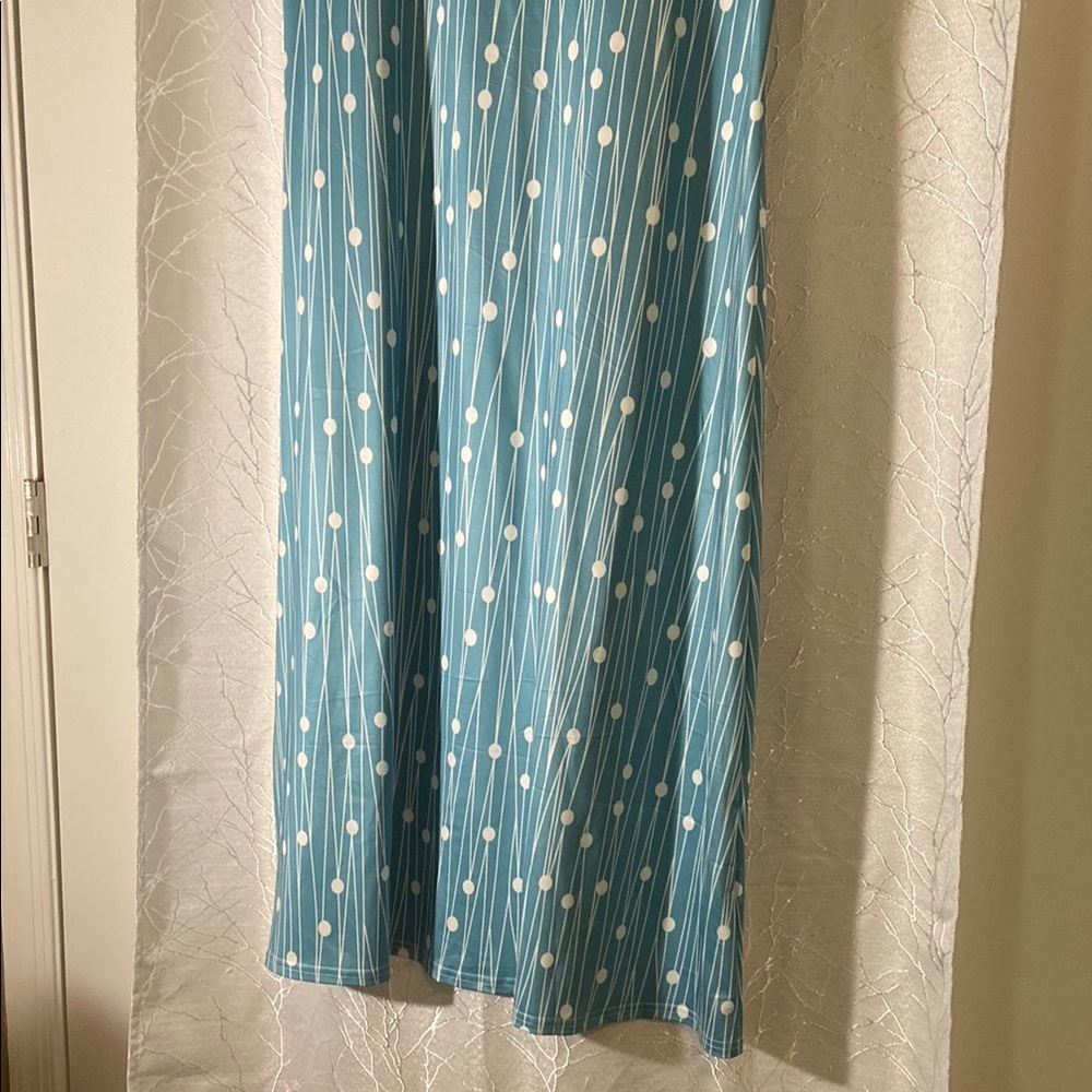 Elegant Blue Polka Dot High Low Dress